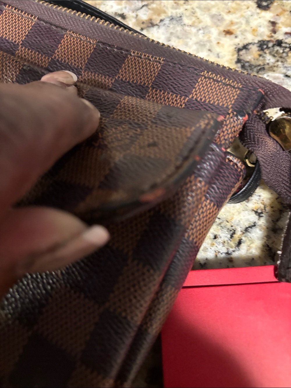Louis Vuitton Brown Damier Ebene Crossbody with Black Strap and Gold Plaque-Asis - Picture 8 of 16